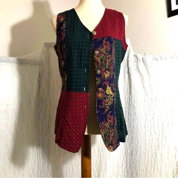 Britland Vtg. 80's Pasley Vest Size Medium - Picture 2 of 9